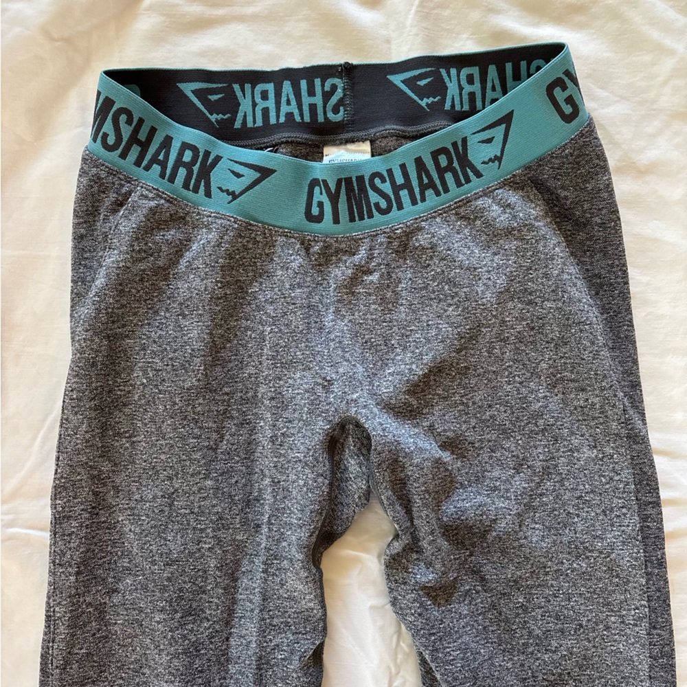 Gymshark Charcoal Leggings with Teal Band